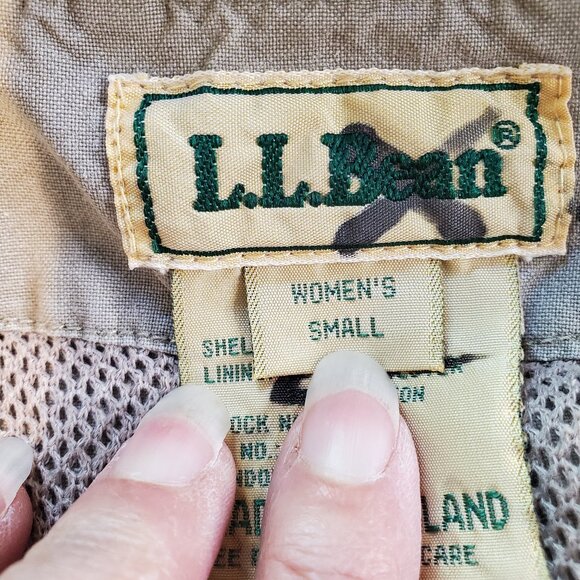 LL BEAN SZ S Women's Vintage Khaki Cargo Fishing Hunting Vest Camping Hiking - Picture 6 of 13